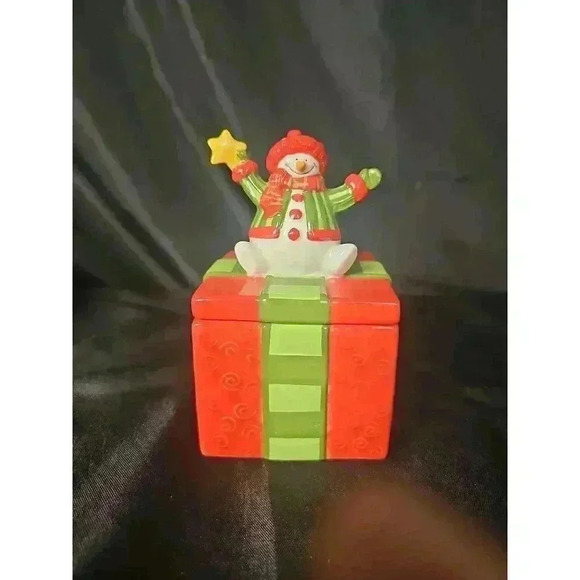 Other - Fitz And Floyd Multicolor Snowman Red And Green Colors Gift Shape Holiday Folk